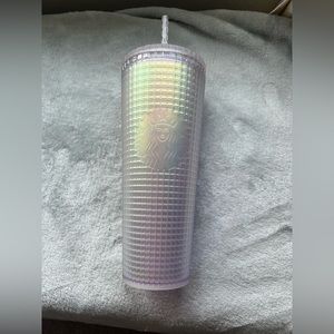 Starbucks 2022 Spring Soft Touch White Unicorn Grid Iridescent 24oz Tumbler